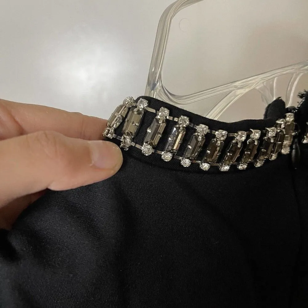 Adrienne Vittadini black sleeveless jeweled collar cocktail mini dress size US 2 - Image 8