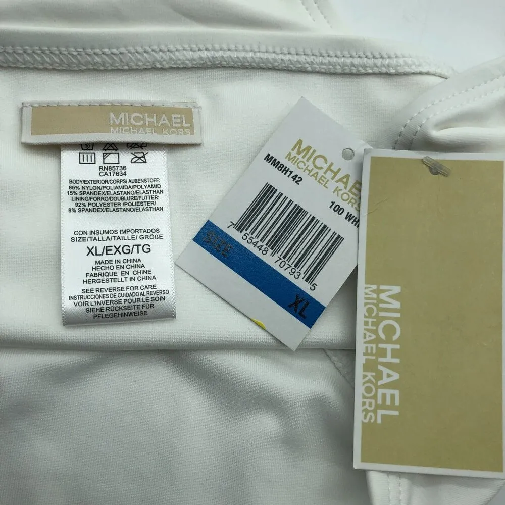 Michael Kors Stretch Nylon Bikini Bottom Hipster Brief White XL FLAW - Image 8