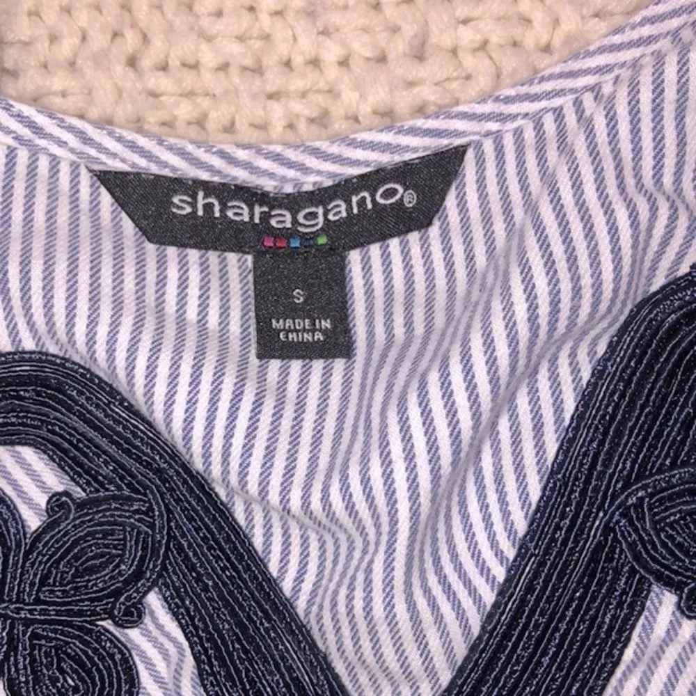 Sharagano blue striped tunic top size small - Image 4