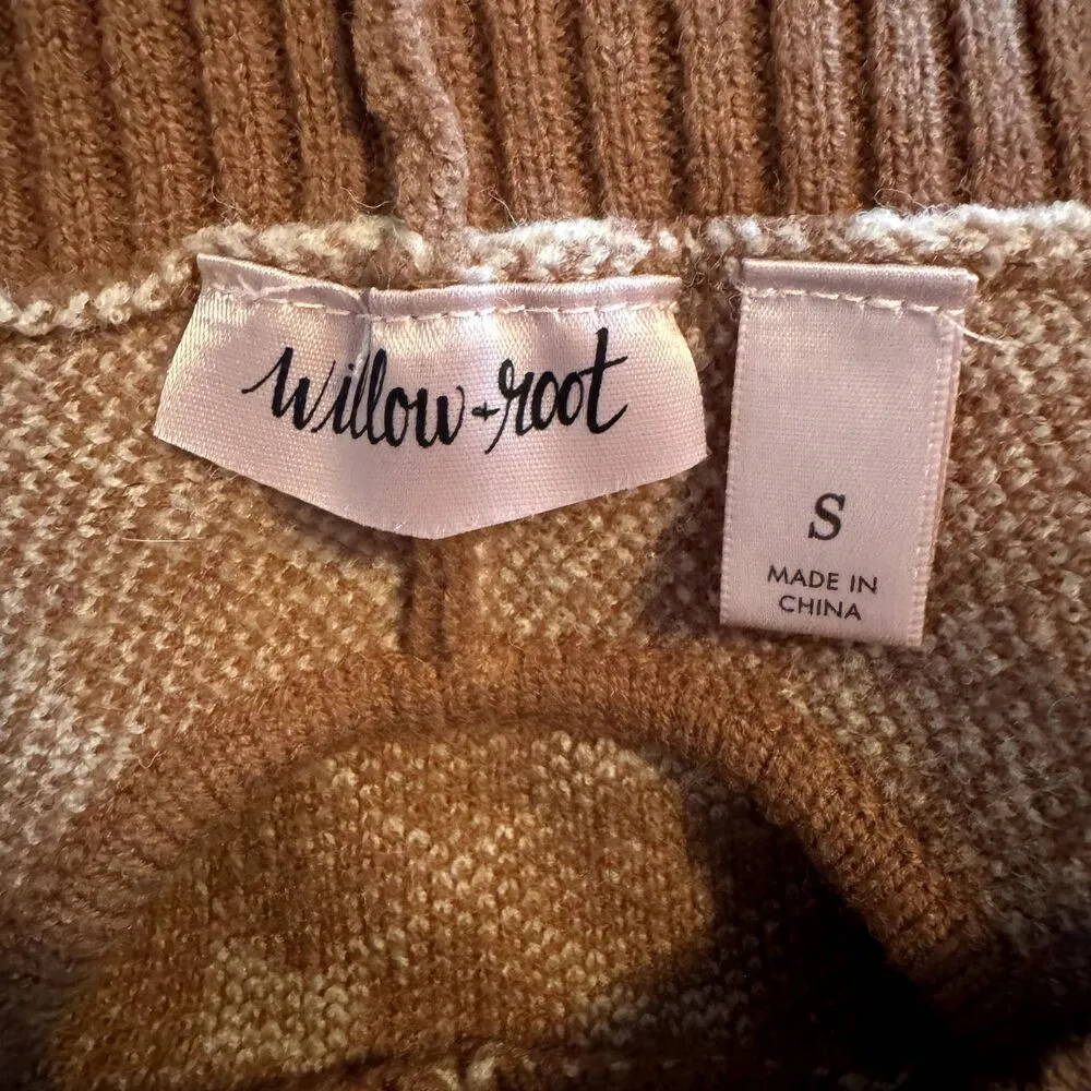 Buckle  | Willow & Root Open Back Tie Sweater Brown Print Neutral Size Small BKE - Image 9