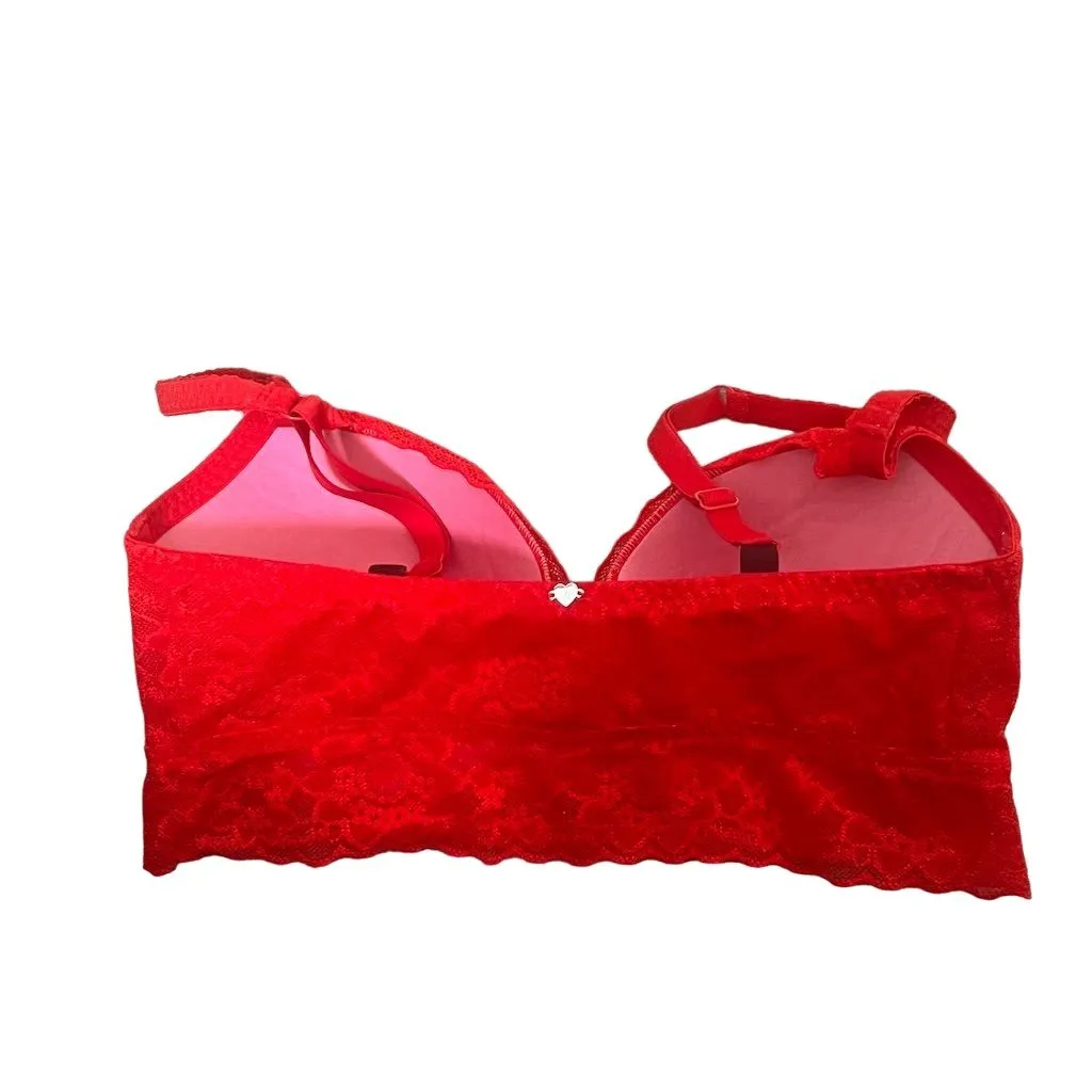 Victoria's Secret PINK Red Lace Push Up Bralette Size SD-DD - Image 6