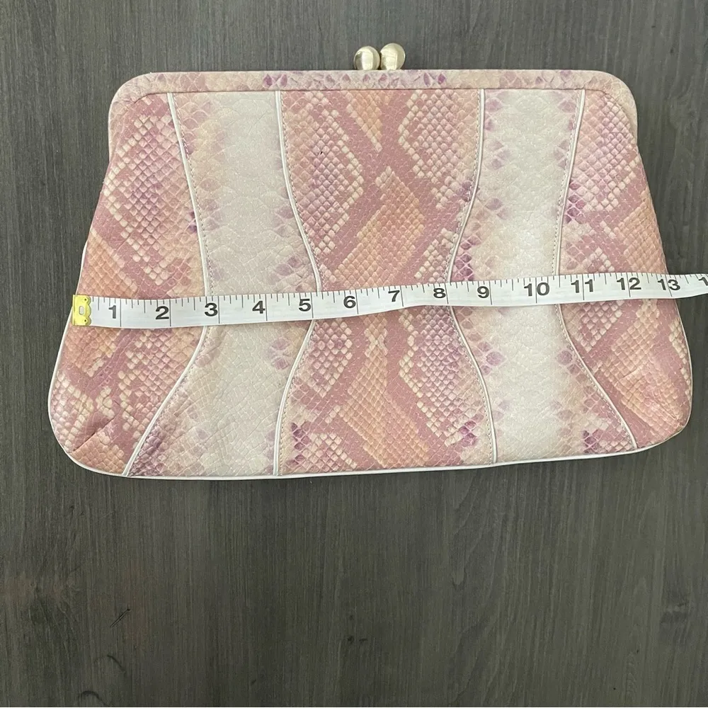 Via Spiga Snakeskin Embossed Cow Leather pink Clutch shoulder bag - Image 9