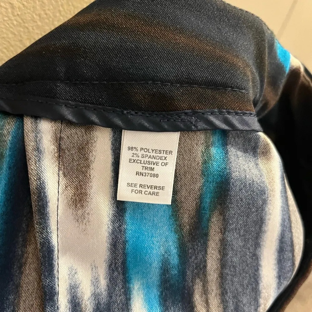 Cato  Size 16 Teal and Brown Watercolor Patterned Skirt - Image 3