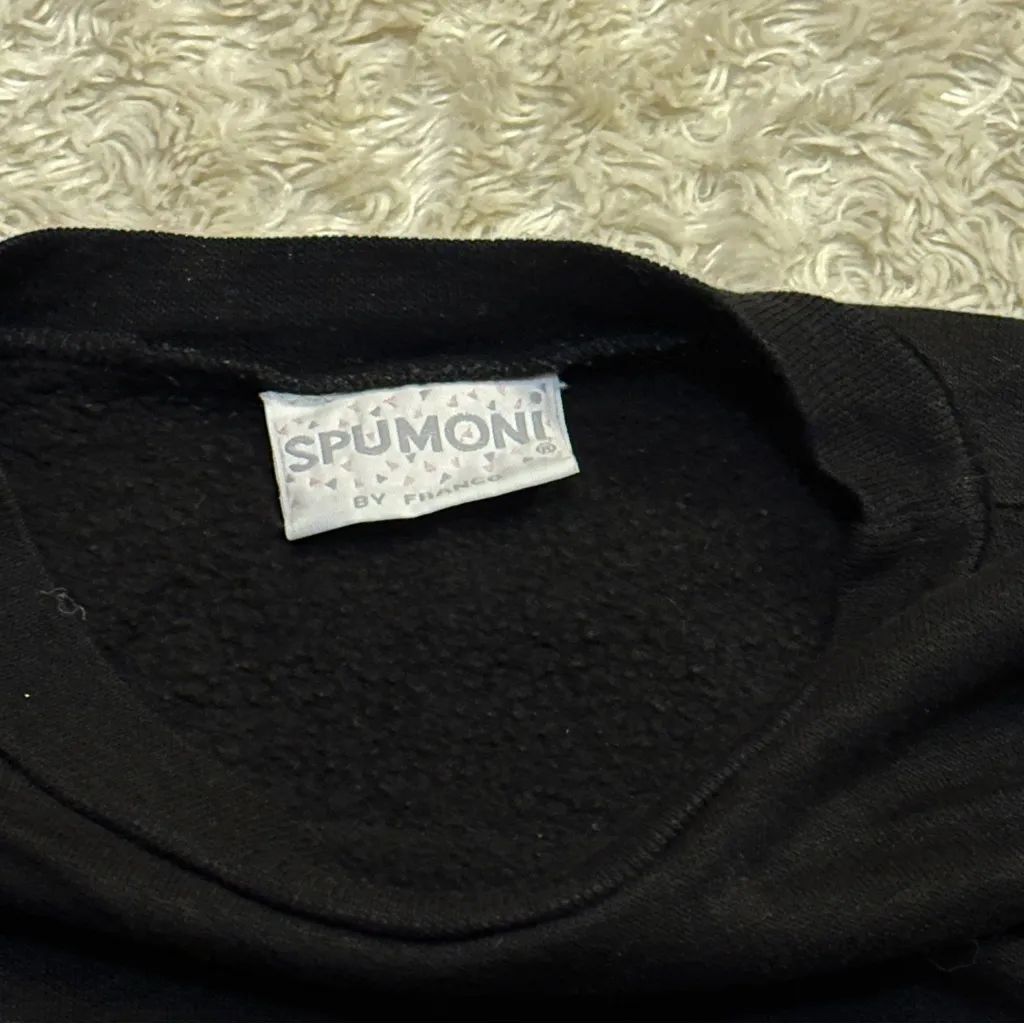 Vintage SPUMONI Crewneck Sweatshirt Cats Cherry Blossom Kittens 80s Black Pink Size M - Image 5