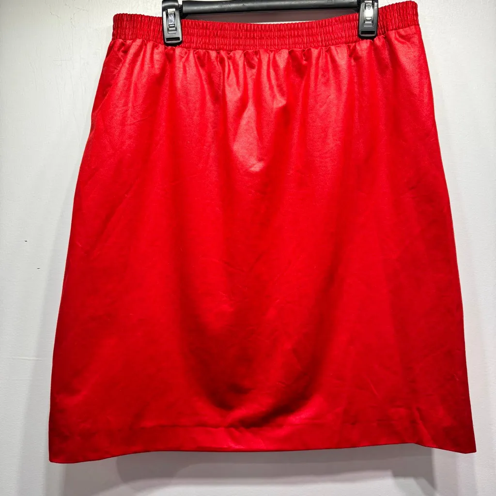 Vintage Red 2 Piece Set Open Front Long Blazer & A Line Skirt Women’s Size 20 - Image 4