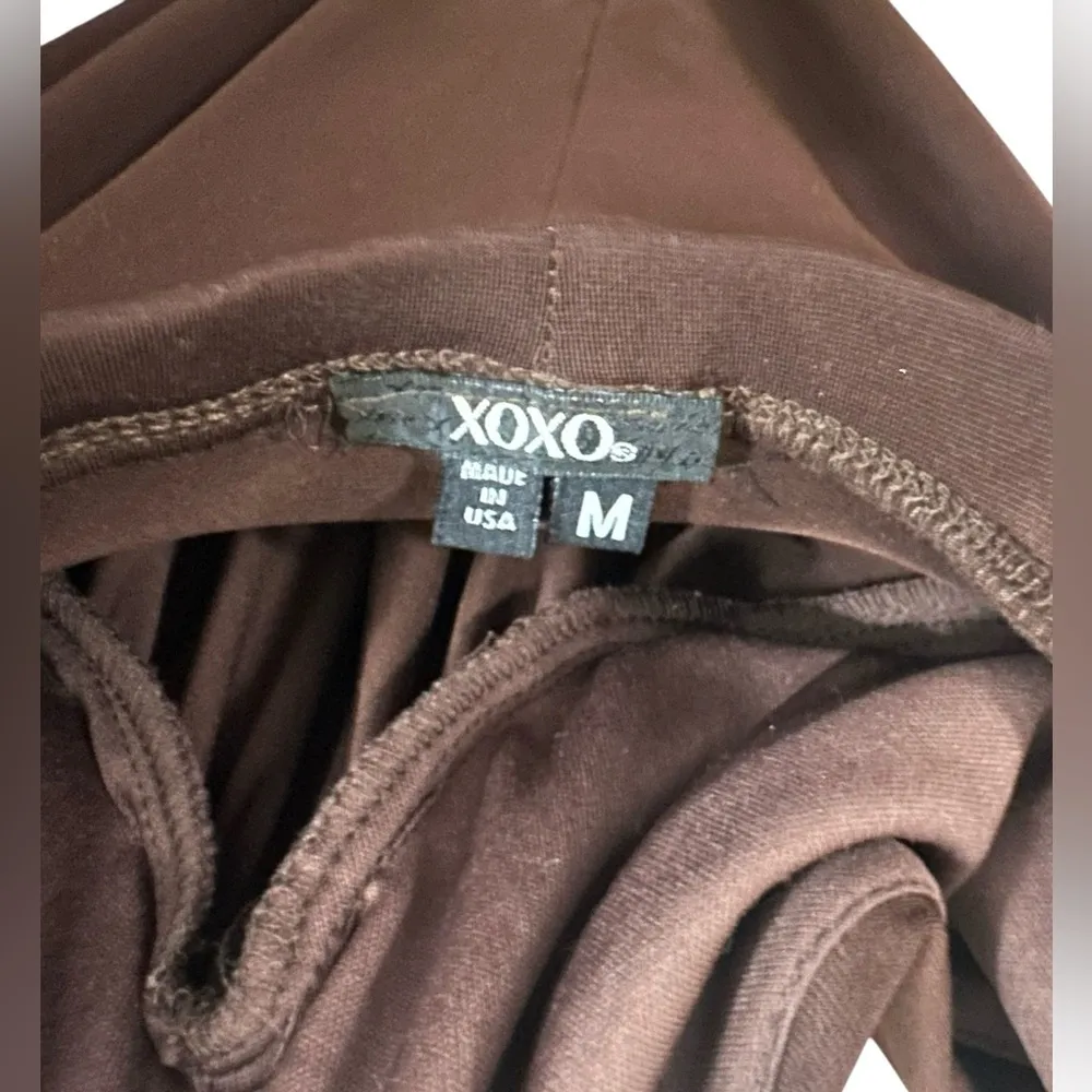 Vintage RARE XOXO chocolate brown jeweled halter maxi dress - medium - Image 3