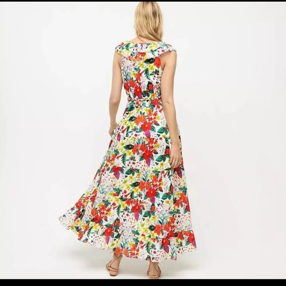 NWT J.Crew Ruffle-front Maxi in Ratti Island Botanical Print Cotton Dress 14 - Image 3