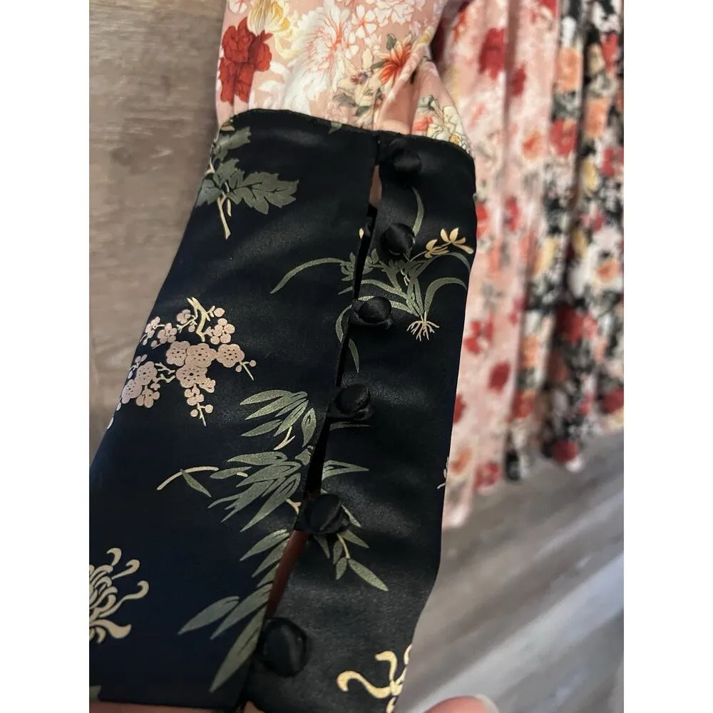 Anthropologie Delfi Collective Asian Floral Silk Blouse Sz M - Image 4