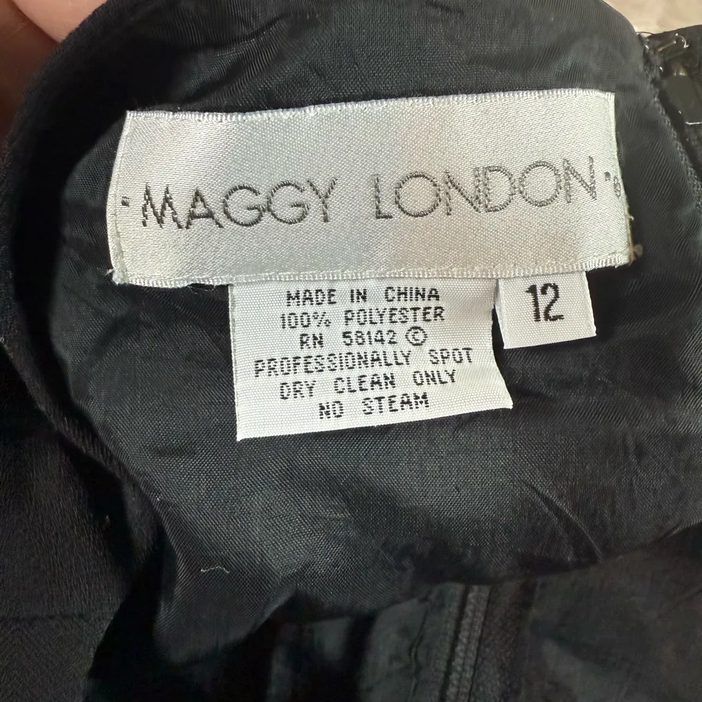 Maggy London Long Dress/Maxi Sz 12 
Black With Floral Embroidery - Image 12