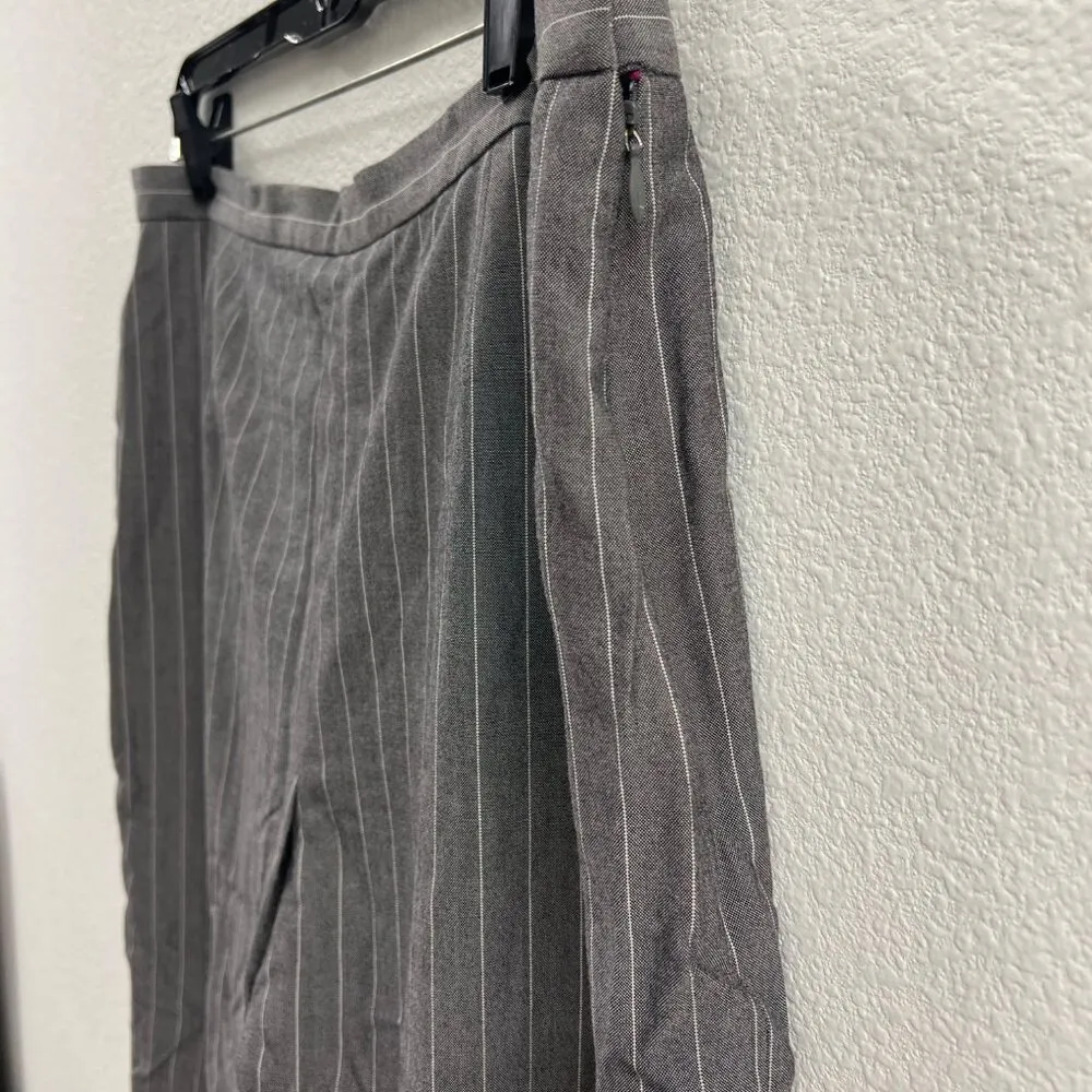 Amanda Smith Gray Pinstripe Womens Dress Pants Size 16 Cropped Straight-Leg - Image 2