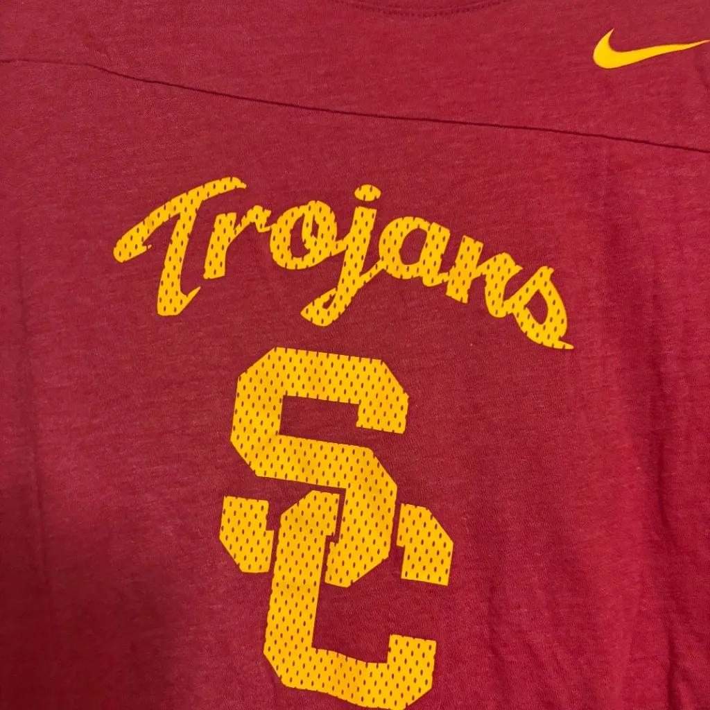 USC Trojans Short Sleeve T Shirt Women's Medium Nike Red Gold Crew Neck Cotton - Image 2