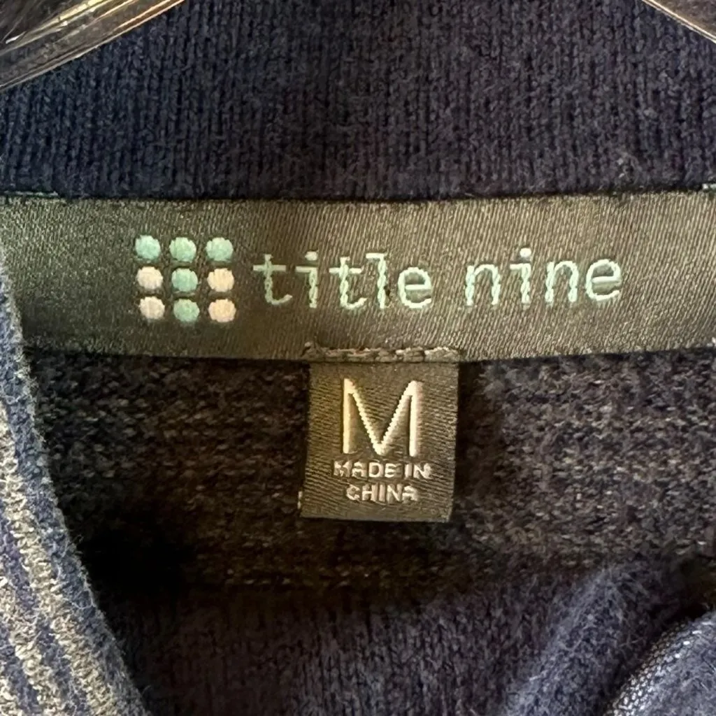 Title Nine Women’s M Full Zip Sweater Jacket Blue Cotton Blend Geometric Sleeve - Image 5