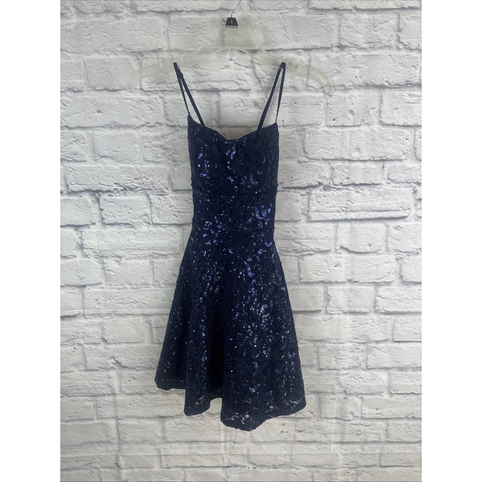 Emerald Sundae Juniors Sequined Lace Fit & Flare Glam Party Dress Small - Image 11