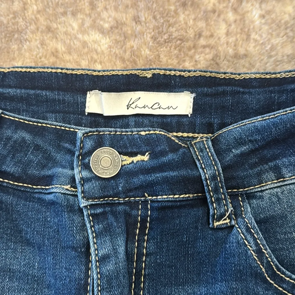 Kancan Jean‎ Shorts Womens 28 Blue Cut Off Fringe Raw Hem Stretch Denim - Image 4