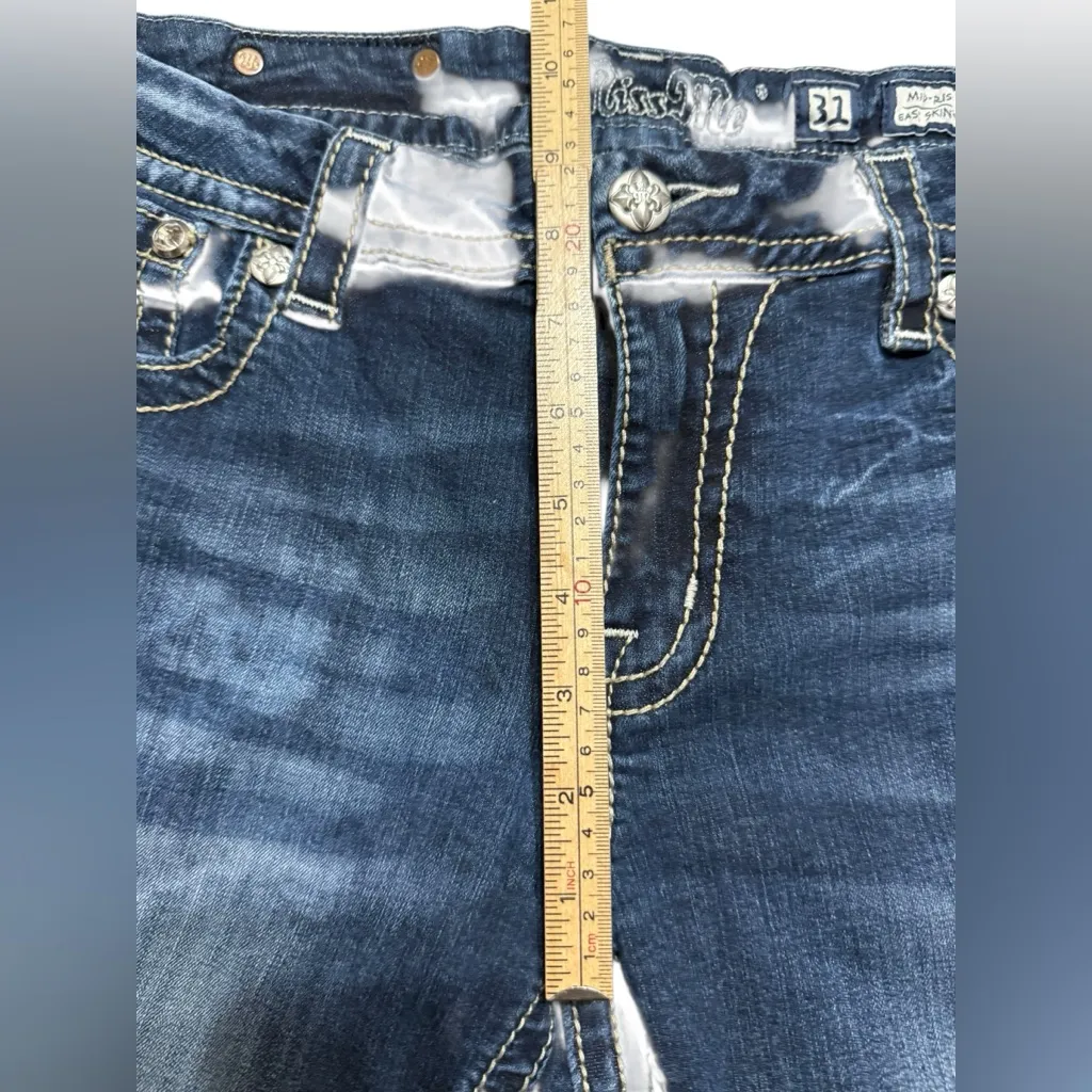 ✨Miss Me Bootcut Jeans Embellished Angel Wings Pockets MidRise Easy Skinny Sz 31 - Image 9