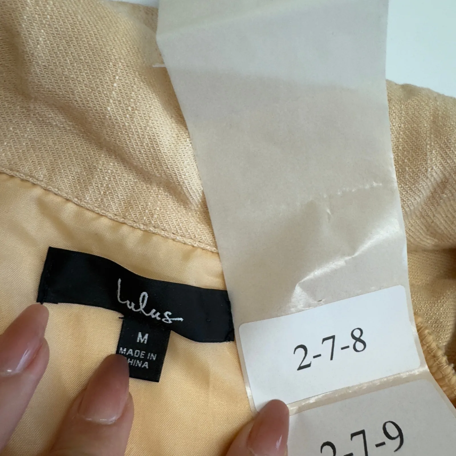 Lulus Blazer Womens Medium Tan Orange Positively Chic Linen Blend Crop Jacket - Image 6