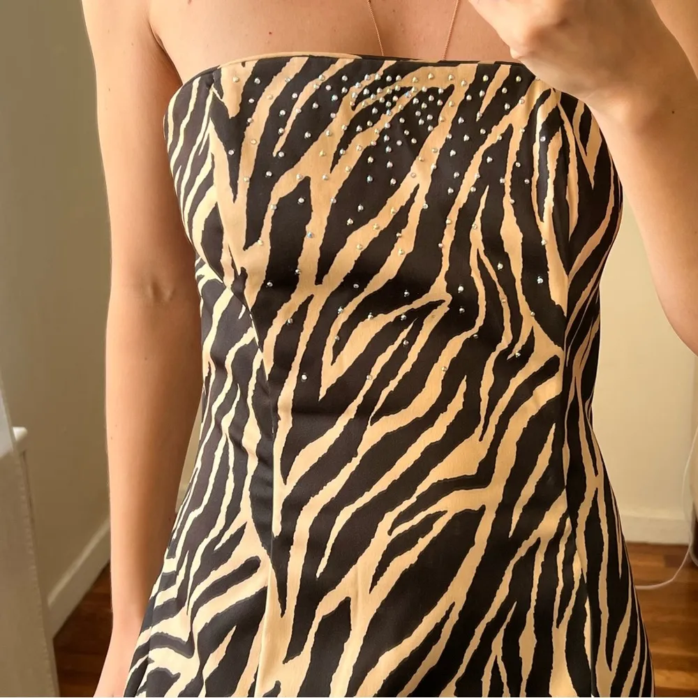 Jessica McClintock for Gunnne Sax animal print maxi gown dress size S 7 CL - Image 3