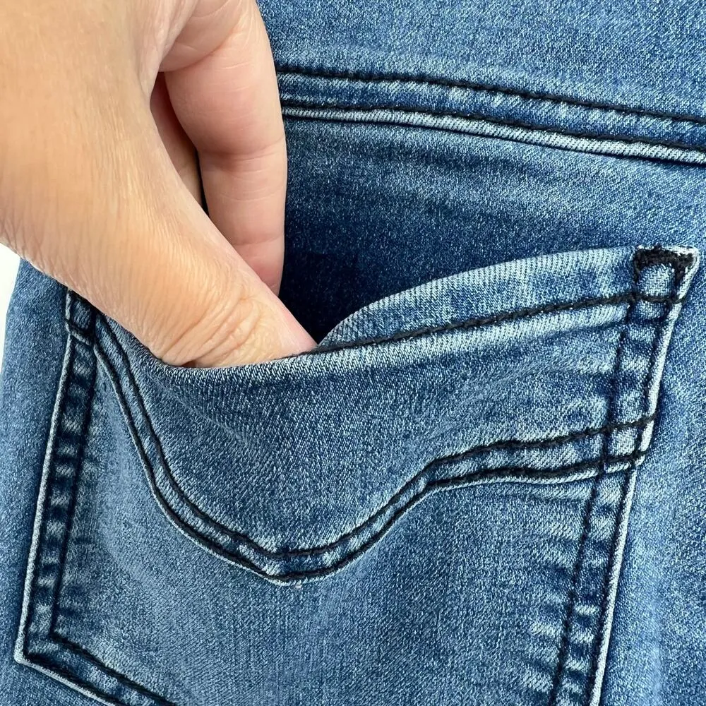 Free People We The Free Penny Pull On Flare blue Jeans stretch boho size 27 - Image 9