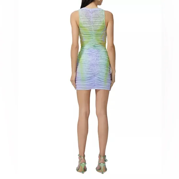 AFRM Helsa Ruched Mini Dress Green - Image 2