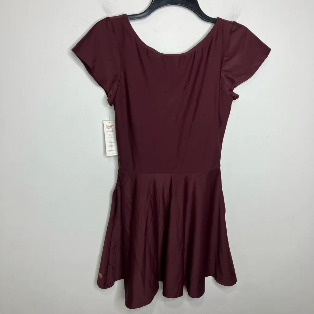 Honey Mark pepper swim dress pockets maroon women’s size small new with tags Purple - Image 8