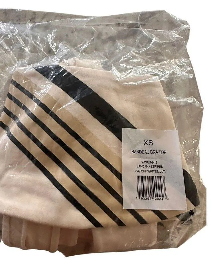 We Wore What Bandeau Bra Top, Off White Stripes, Size XSMALL , NWT - Image 5