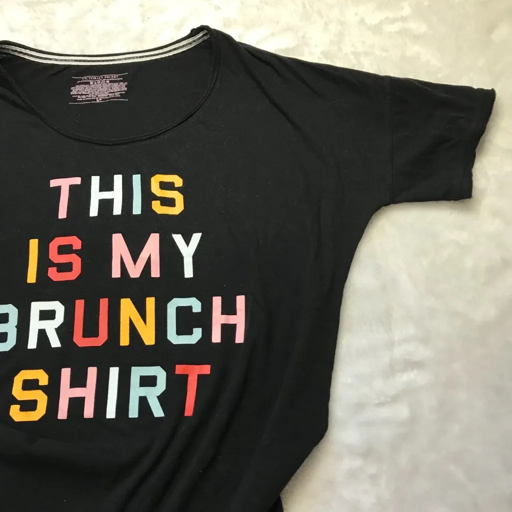 Victoria's Secret "This is my Brunch Shirt" Multicolored Graphic Sleep Shirt‎ S - Image 7