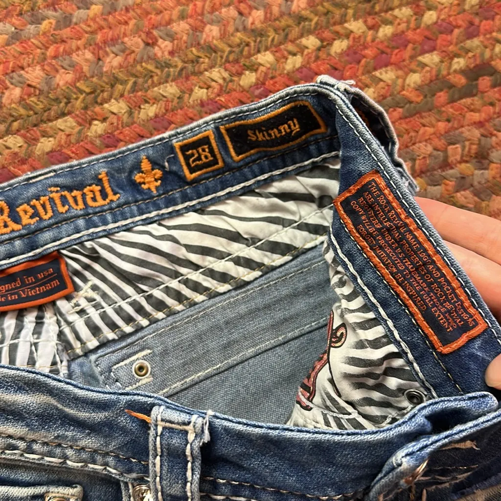 ROCK REVIVAL JENA LOW RISE SKINNY BLING JEANS - Image 4