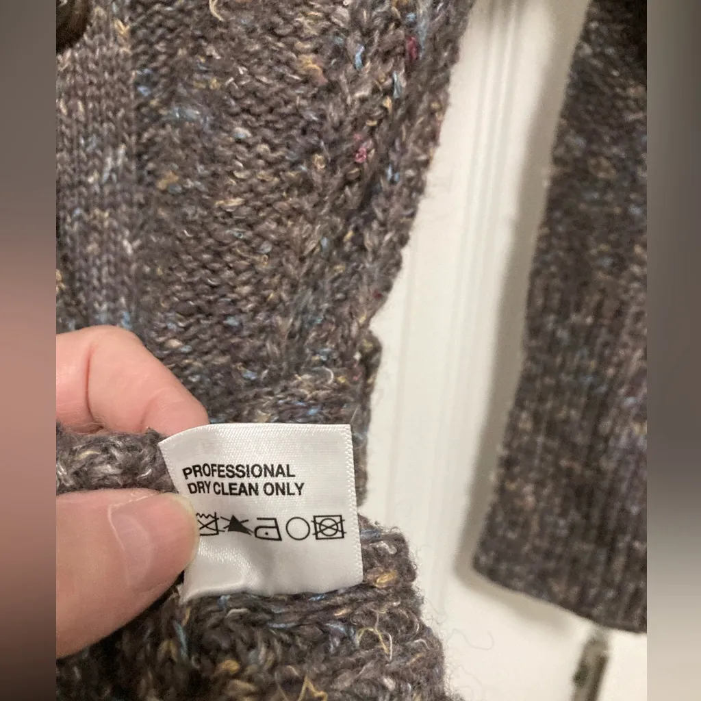 EE by Etcetera Taupe Multicolor Confetti Wool Silk Blend Knit Cardigan - Image 4