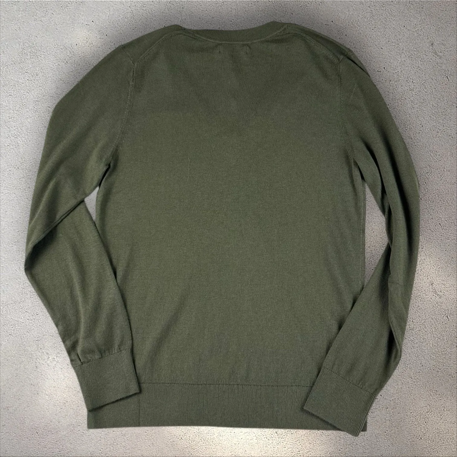 Quince Lightweight Cotton Cashmere V-Neck Sweater Olive Green Size M Capsule - Image 6