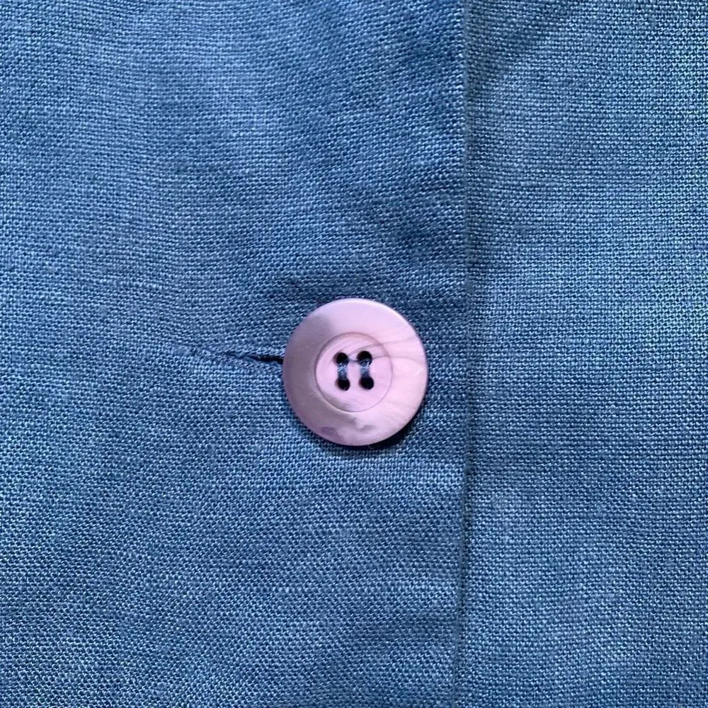 EXPRESS Vintage  Oversized Blazer Jacket Blue Lightweight Linen Blend Relaxed Fit - Image 8