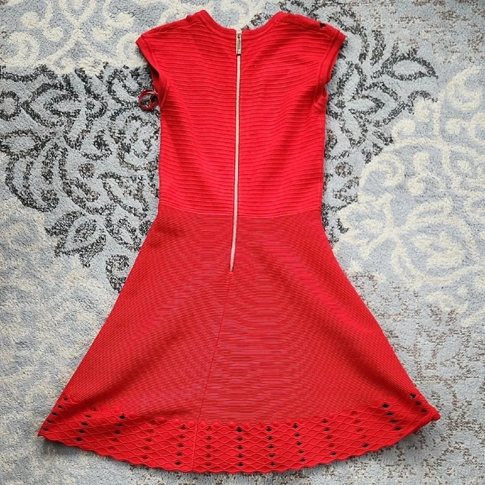 Ted Baker Zaralie Jacquard Panel Skater Dress Red 2 - Image 10