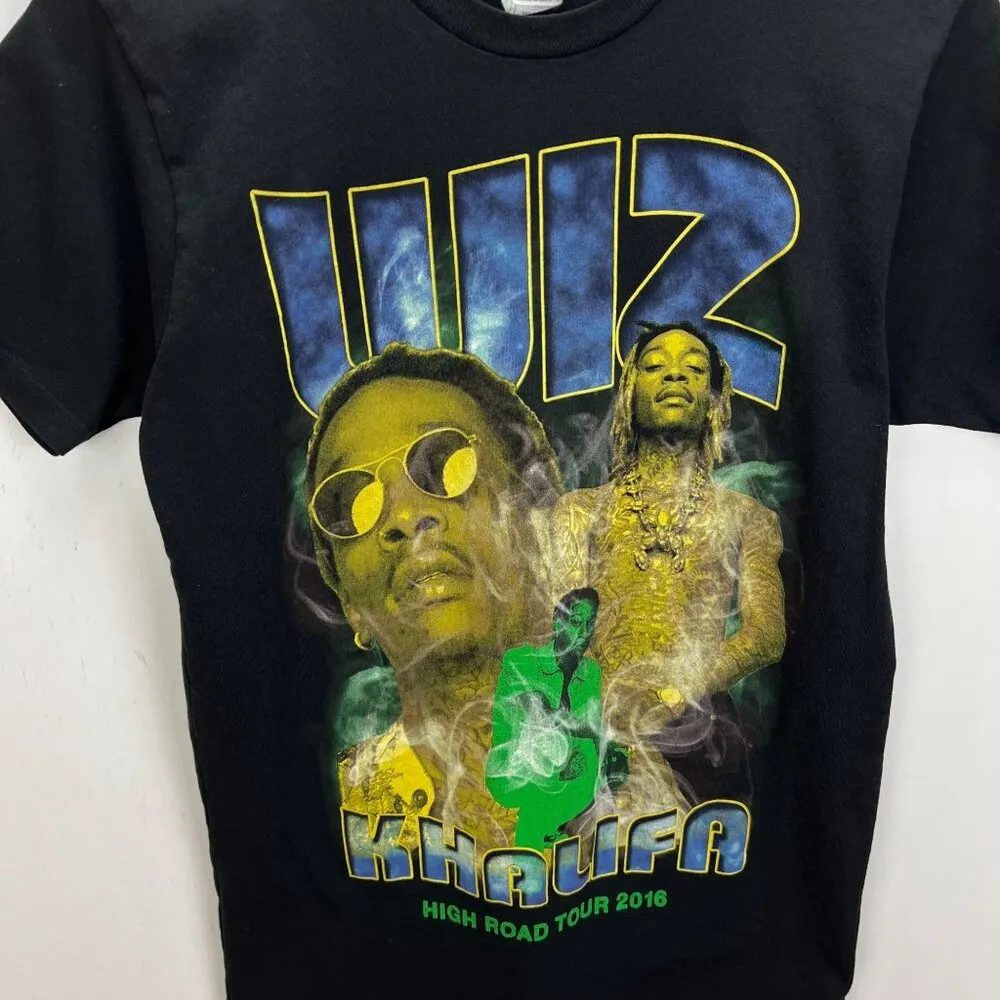 Wiz Khalifa High Road Tour 2016 Rap Tee Size Small Black Graphic Concert Unisex - Image 14