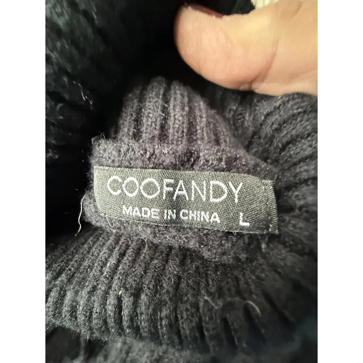 Black Cable Knit Turtleneck Sweater by Coofandy Size L - Image 4