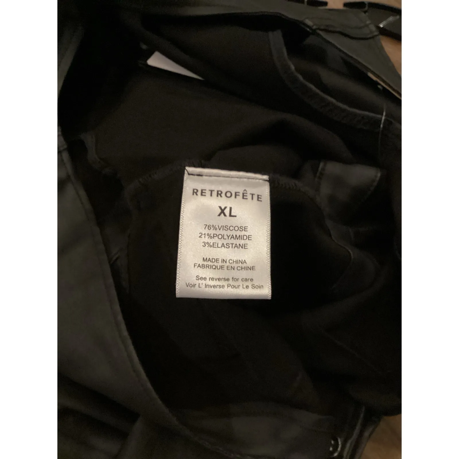 Retrofete Mckinnon Black Coated Sleeveless Jumpsuit Plunge Flare Leg XL NWT - Image 9