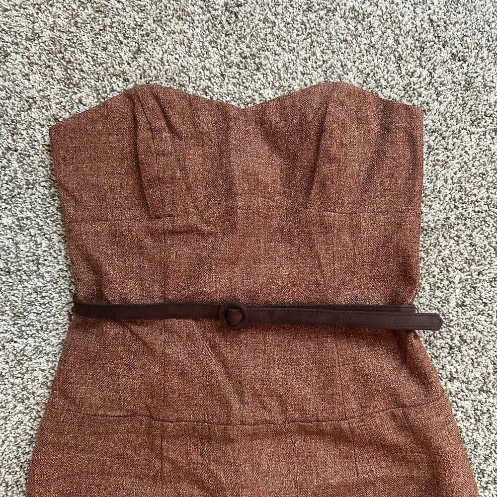 Hello Molly Anthropologie brown strapless midi dress size 4 NWT - Image 3