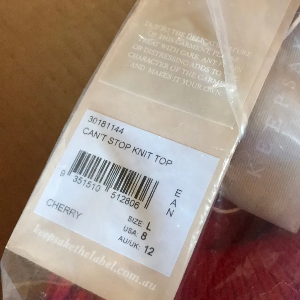 Keepsake Red Can’t Stop Balloon Sleeve Sweater Bee With Tags Size L - Image 3