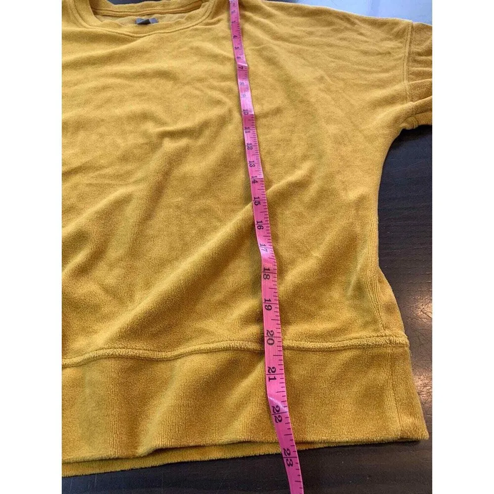 Aerie Soft Velour Sweatshirt Women XS Mustard Yellow Oversized Cozy‎ Top Comfy - Image 10