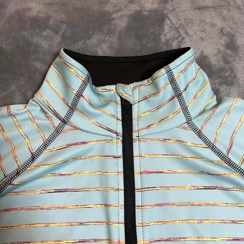 Tek Gear Stripe Mock Neck Athletic Zip Up Jacket with Mesh Inserts Size Large - Image 4