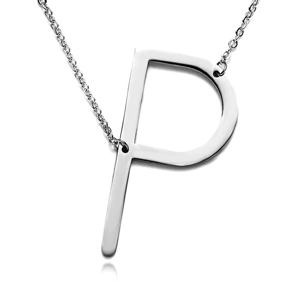 Silver Initial Stainless Steel Pendant Necklace - Image 5