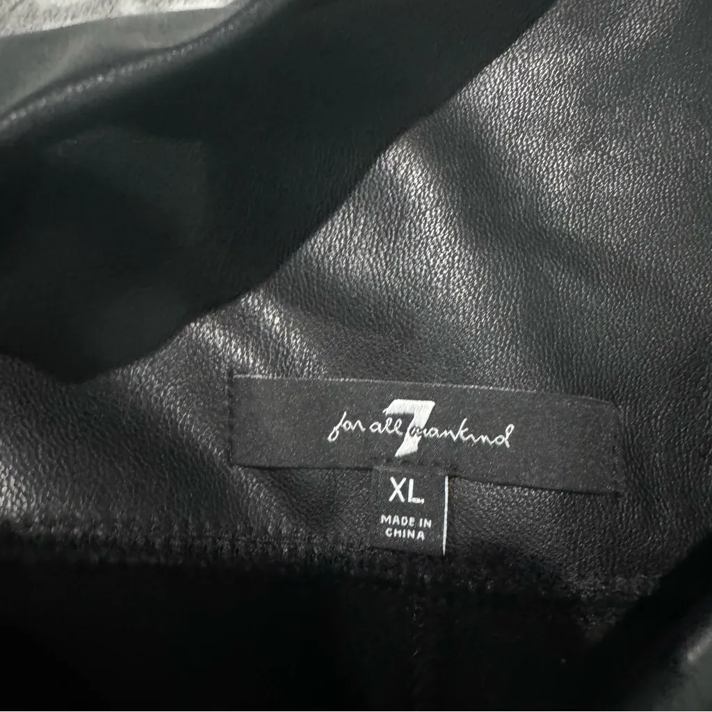 NEW 7 For‎ All Mankind Faux Leather Moto Leggings In Black Size X-Large - Image 6