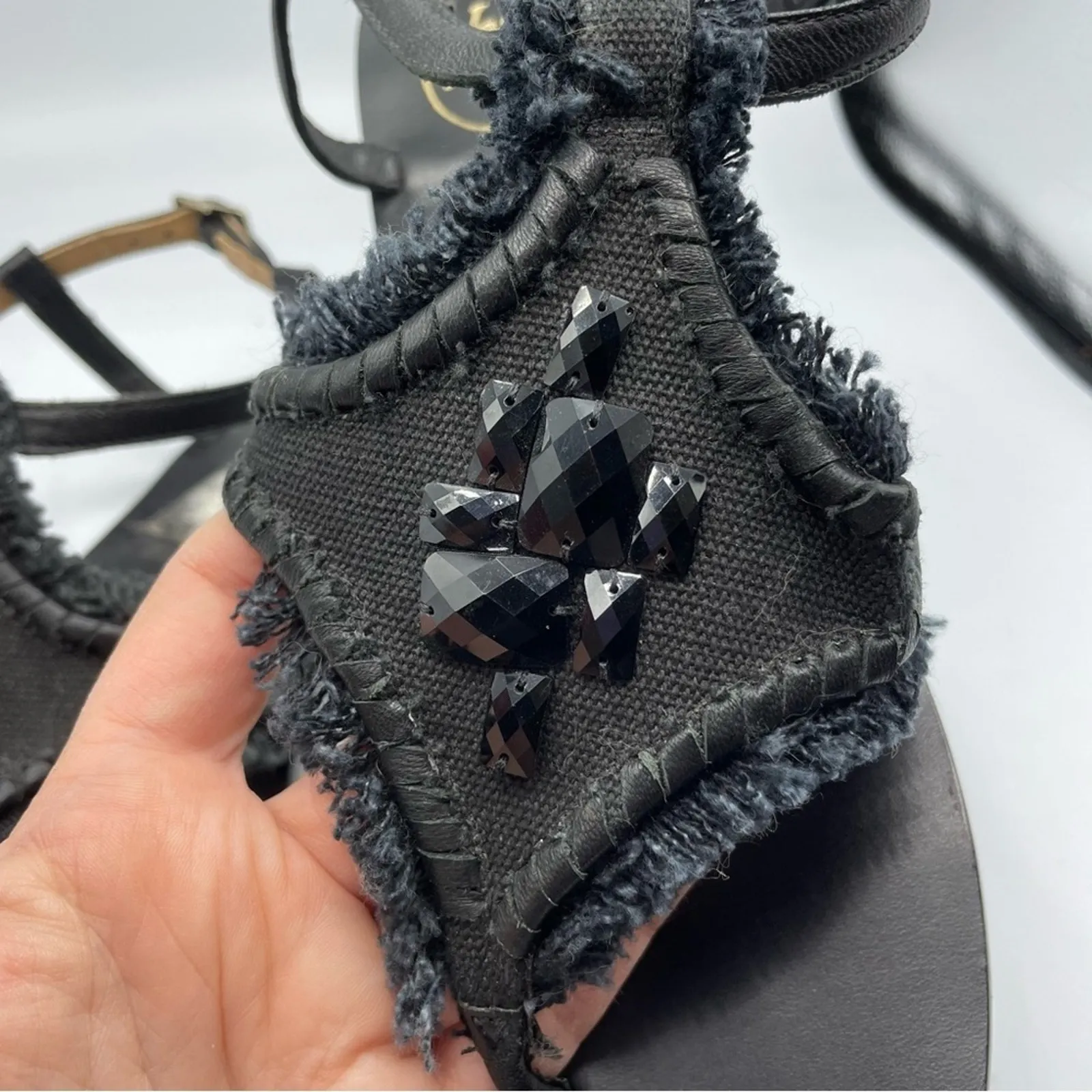 Jack Rogers Black Beaded Fringe Sandals Womens 11 Boho Beachy Summer Vacation - Image 8