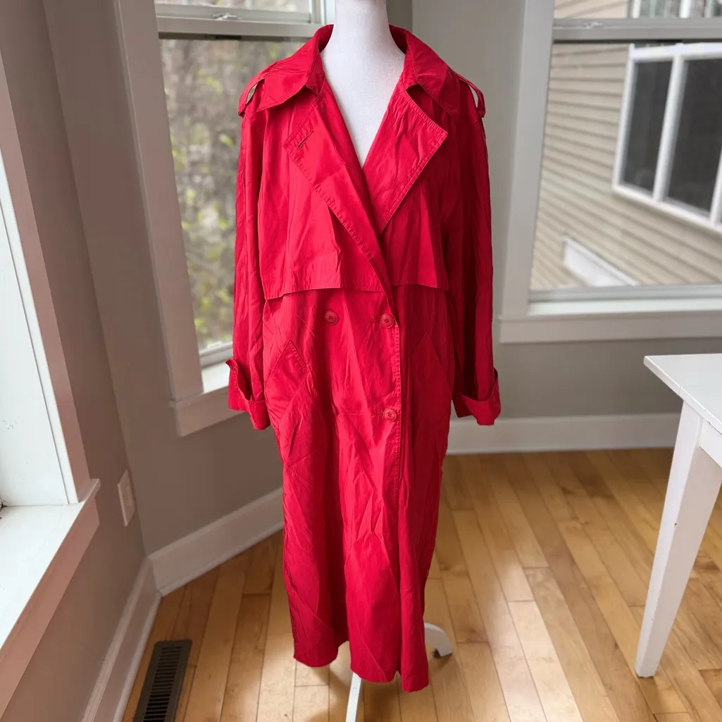 Vintage Forecaster of Boston Red Full Length Trench Coat Rain Jacket Size 9/10 Size M - Image 14