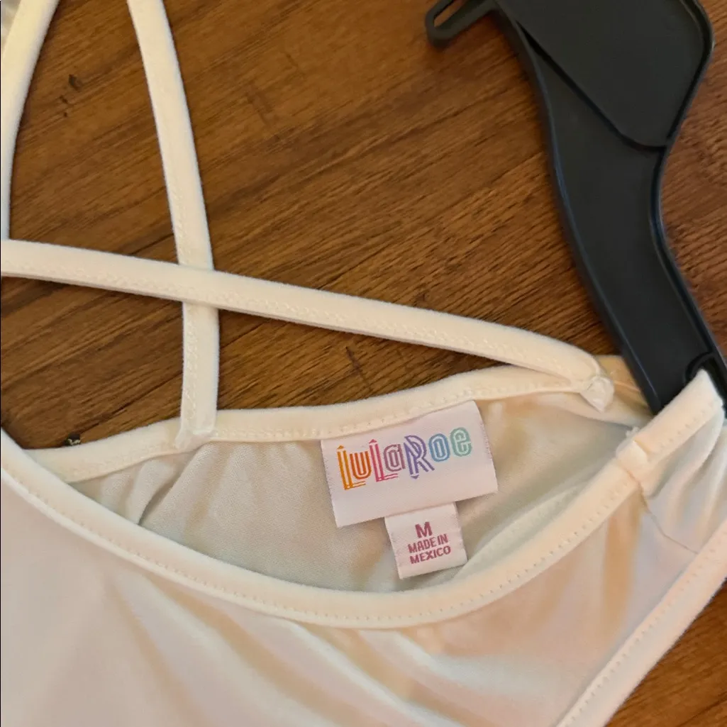 LuLaRoe Cream Crisscross Back Tank Top - Image 4