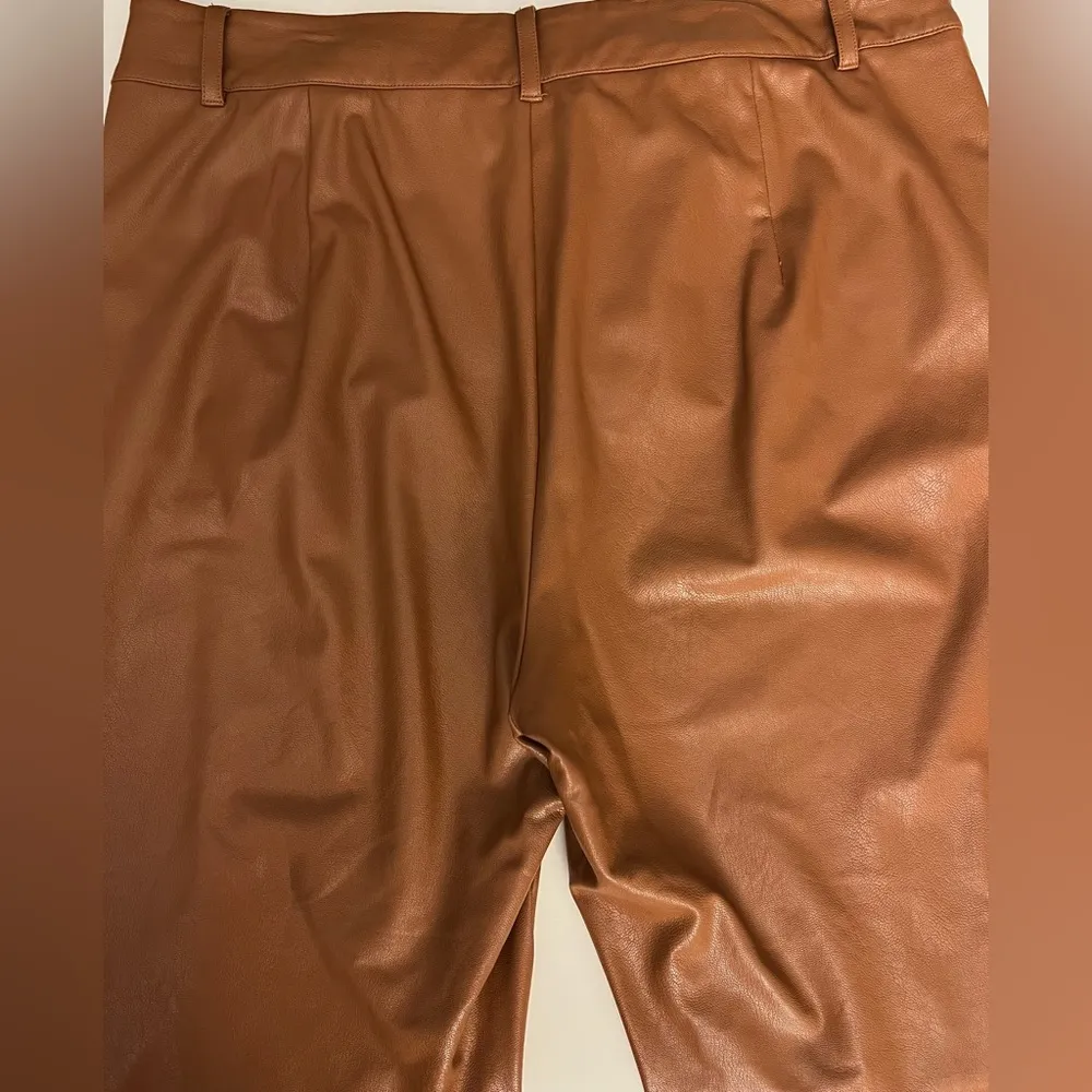 Commando  Revolve Brown Faux Leather Crop Pants 7/8 Trouser High Rise Stretch - Image 7