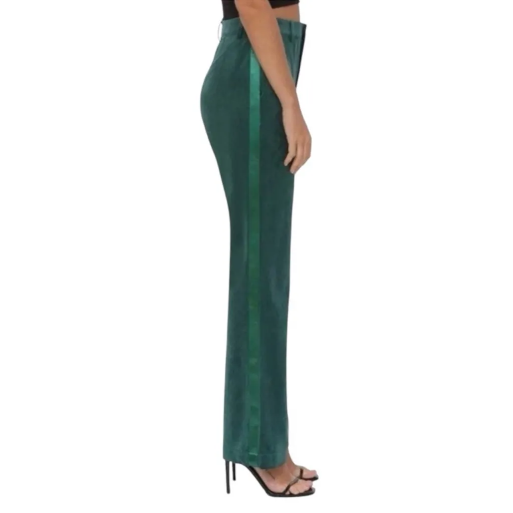 Avec Les Filles Women's Satin Side Stripe Velvet Pants Forest Green, Size 6 NWOT - Image 2