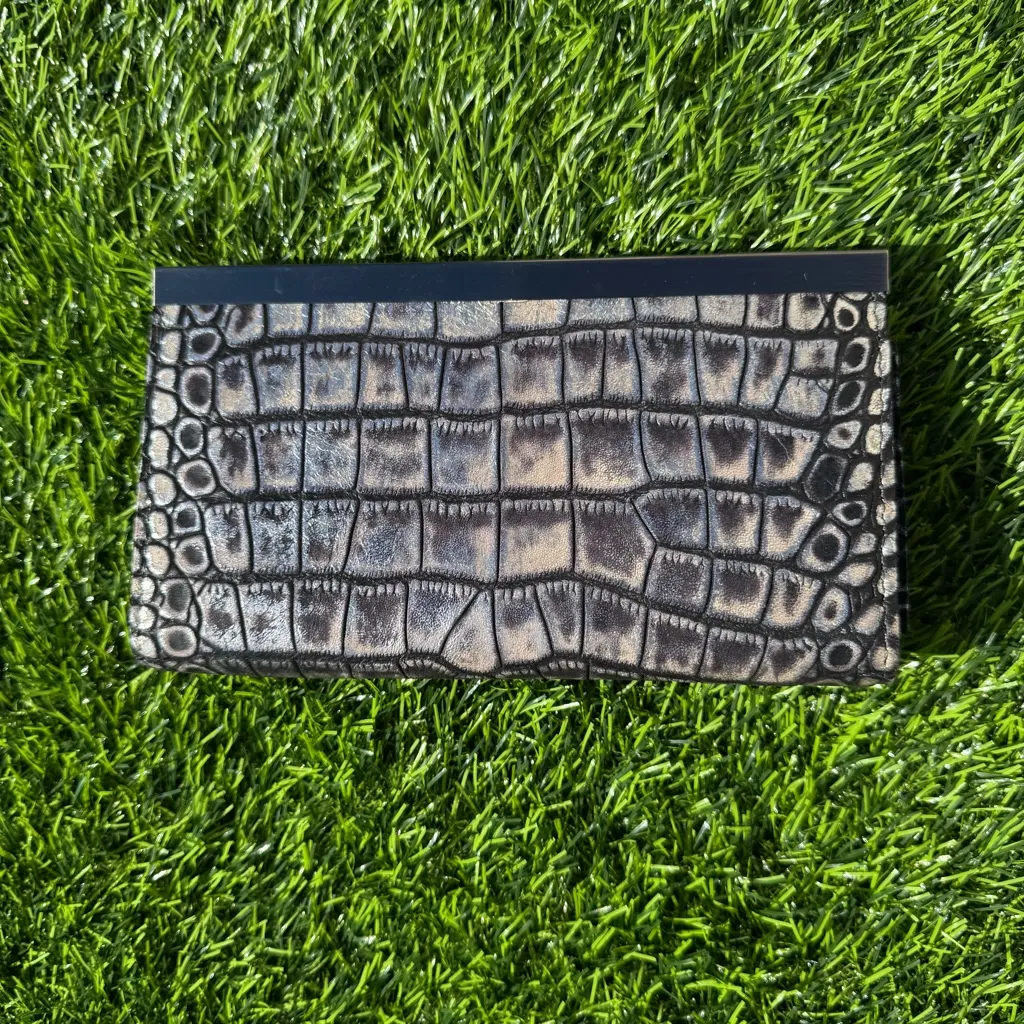 Patricia Nash Cauchy Metallic Silver Croc Embossed Wallet RFID - Image 2