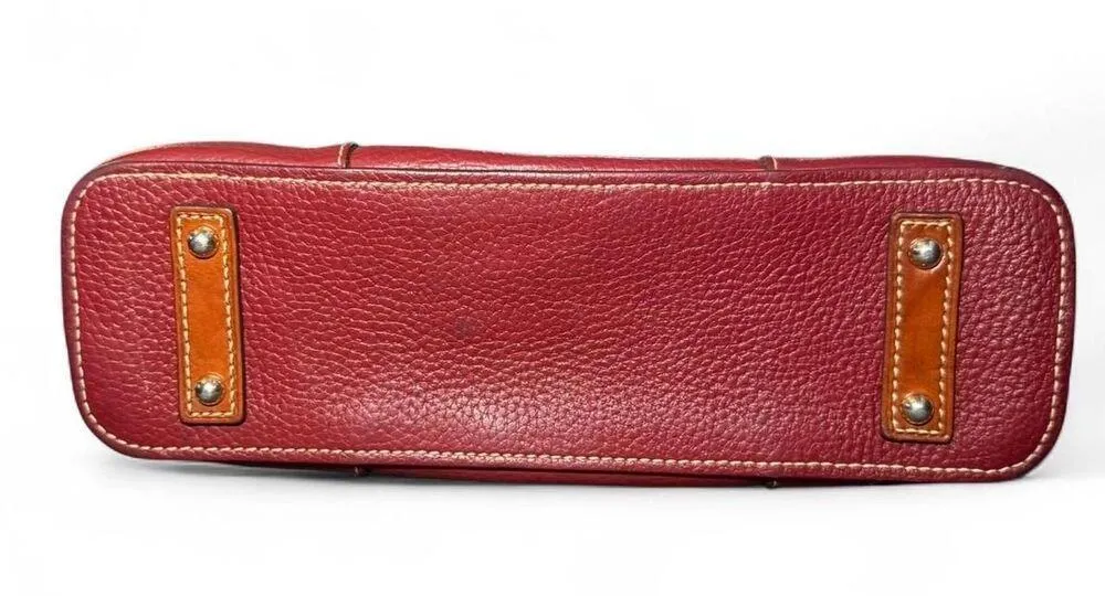 Dooney & Bourke Lexington Pebble grain Leather Maroon and brown Leather Zip Tote - Image 4