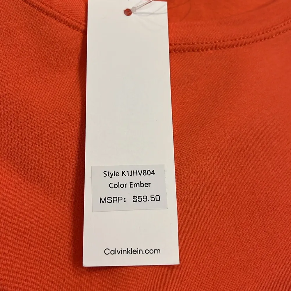 NWT Calvin Klein stretch knit top with ruched chiffon sleeves M - Image 5