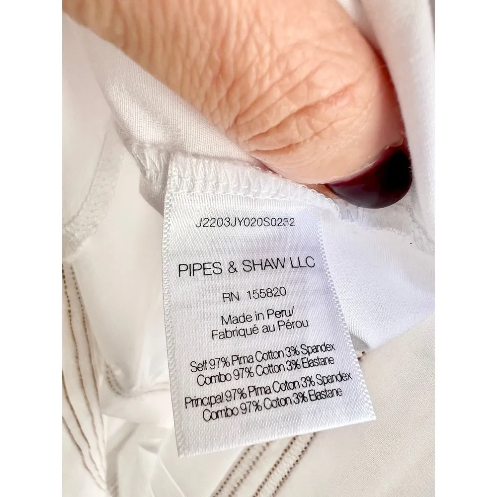 Veronico Beard Jeans Tiered Austyn Belted Midi Dress White Women's Size Large - Image 8