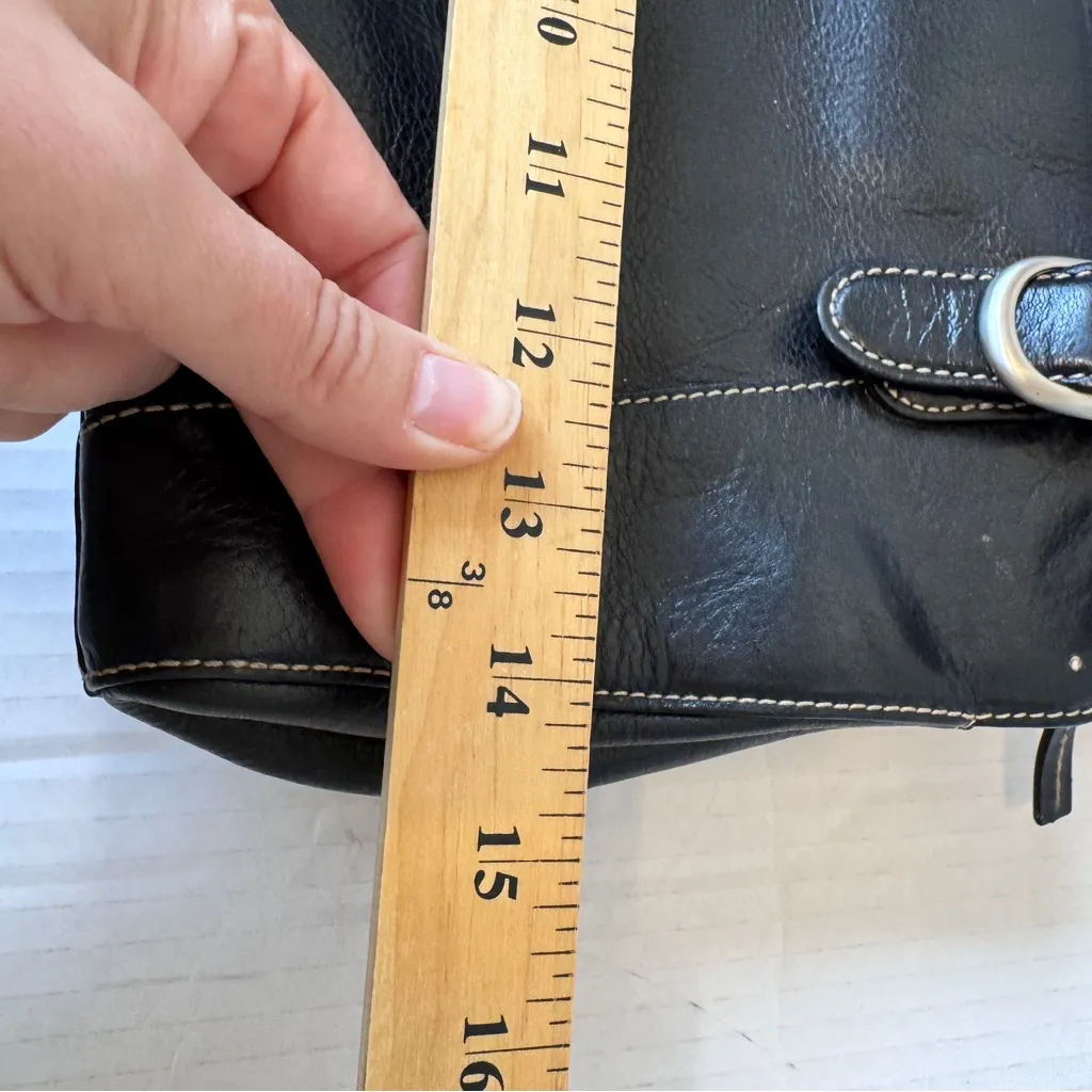 Nordstrom Black Leather Y2K Shoulder Bag Handbag Purse Vintage Women’s Damaged - Image 7